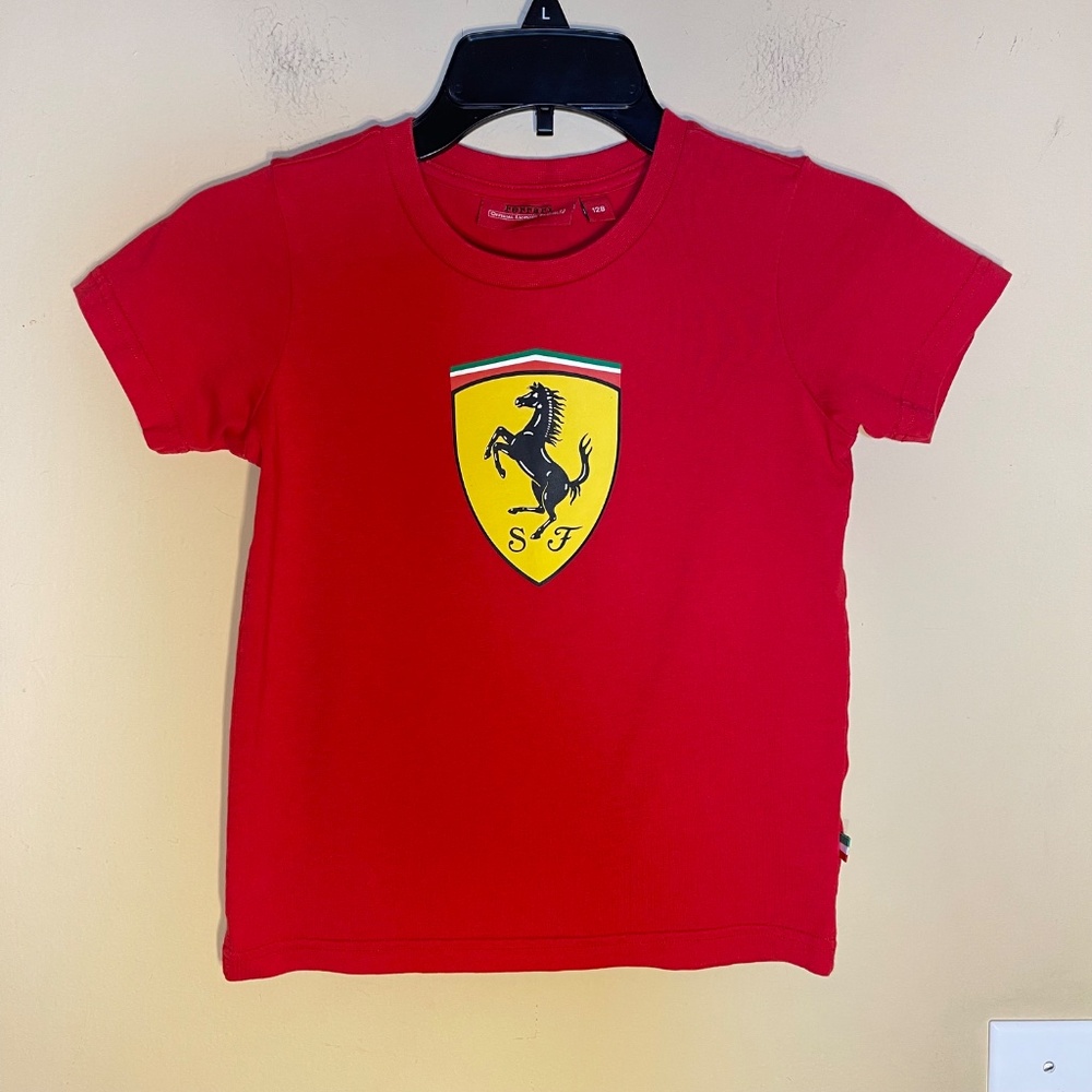 Ferrari Red Kids Shirt with Yellow Logo
